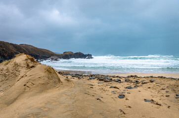 Fototapeta na wymiar Mangersta Beach on the west coast of the Isle of Lewis in the Outer Hebrides, Scotland