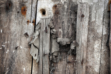 Old wooden burnt door