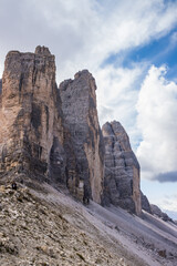 Mountain trail Tre Cime di Lavaredo in Dolomites in Italy