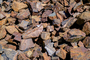 Mineral colored rocks, close view