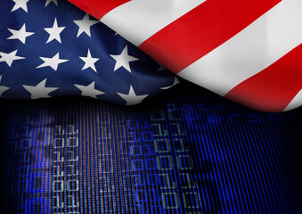 American flag on the digital screen background