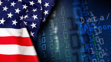 American flag on the digital screen background