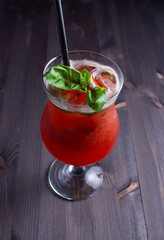 Summer cold cocktail with mint and ice