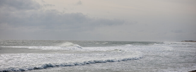 Panoramic image of of the surf on a Cape Hatteras Beach Outer Banks North Carolina