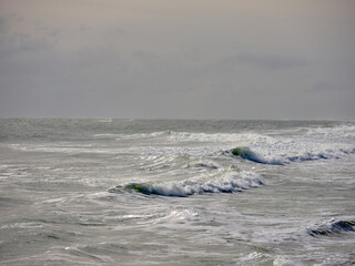 Large and colorful waves on the beaches of the Outer Banks of North Carolina