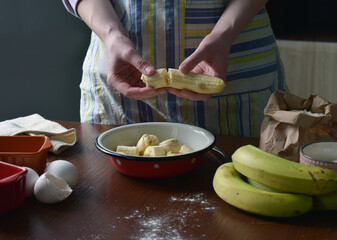 Homemade banana cake. Baking. Bananabread or pie