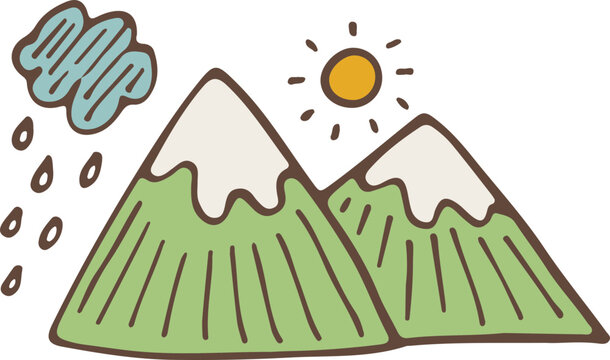 Hand-drawn mountain illustration, Travel element, Adventure theme