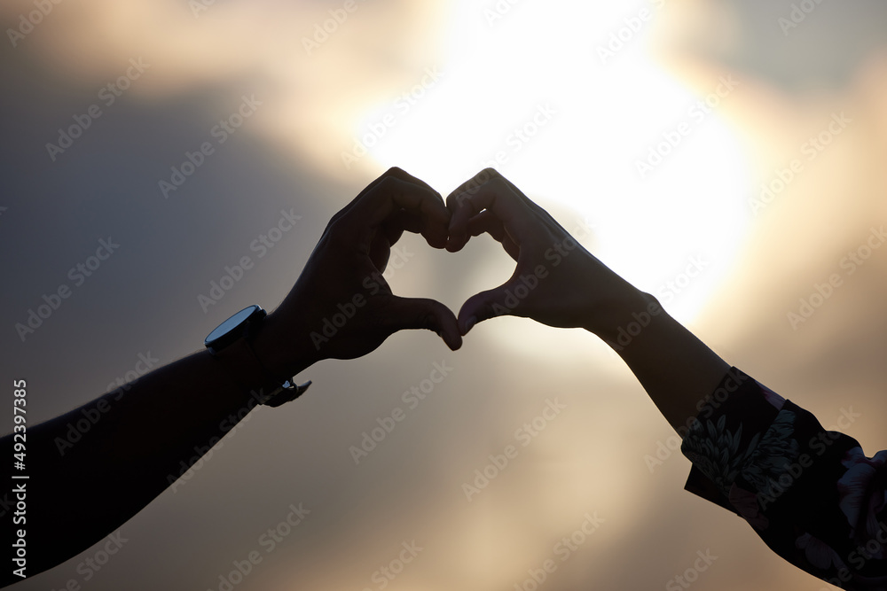 Poster the best thing to hold onto in life is each other. shot of an unidentifiable couple making a heart s
