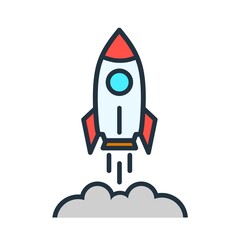 vector cartoon rocket isolated on a white background.  rocket icon symbol for your logo, app and website design.  Vector illustration.
