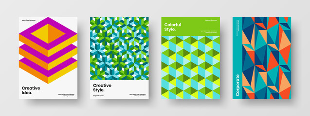 Multicolored banner vector design illustration set. Original geometric shapes flyer layout bundle.