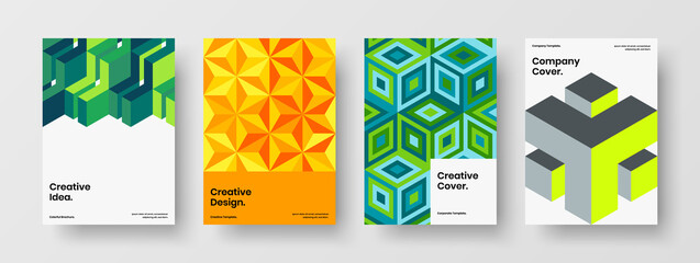 Amazing annual report vector design layout bundle. Premium mosaic shapes magazine cover concept composition.