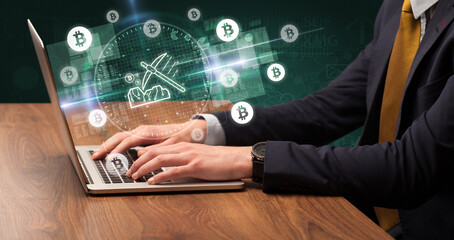 business hand working in stock market