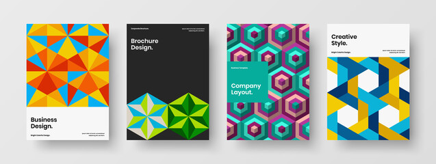 Fototapeta premium Clean geometric tiles company identity layout composition. Original placard A4 design vector concept collection.