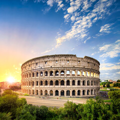 Zonsopgang bij het colosseum in Rome, Italië