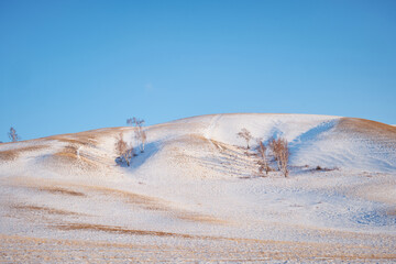 not a big mountain covered with snow, winter landscape