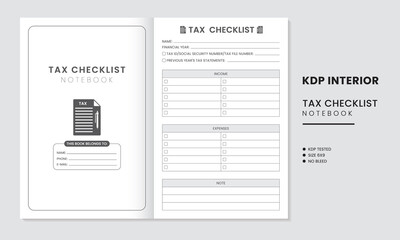 Tax Checklist Notebook KDP Interior