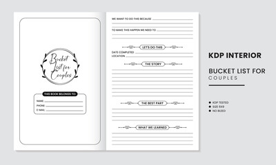 Bucket List for Couples KDP Interior