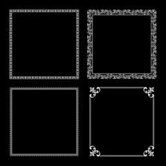 Set of decorative frames Elegant vector element for design in Eastern style, place for text. Floral black and white borders. Lace illustration for invitations and greeting cards.