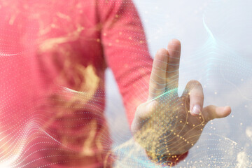 Abstract network of physical devices on the Internet using a network connection with statistics...