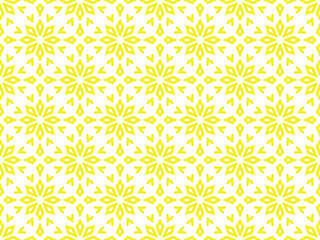 Abstract geometric pattern with lines, snowflakes. A seamless vector background. White and yellow texture. Graphic modern pattern