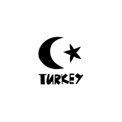 Vector hand drawn symbol of Turkey. Travel illustration of Republic of Turkey signs. Hand drawn lettering illustration. Turkish  landmark logo