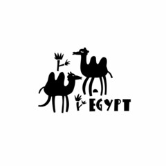 Vector hand drawn symbol of Egypt. Travel illustration of Arab Republic of Egypt signs. Hand drawn lettering illustration. Egyptian landmark logo