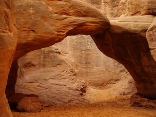 Beautiful layers of sandstone. Shapes and sculptures in the Arches National Park