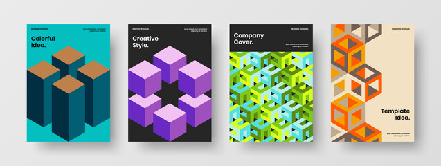 Obraz premium Vivid geometric shapes banner layout bundle. Premium presentation design vector illustration composition.