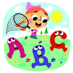 cute boy rubbing cute letters