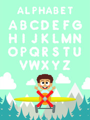 Cute pilot themed English capital letters