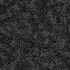 Naklejka na ściany i meble Grunge urban camouflage, black modern fashion design. Dirty brush stroke camo military pattern. Army uniform, fashionable fabric print. Vector seamless monochrome texture
