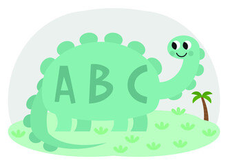 Letters with abc written on the cute dinosaur