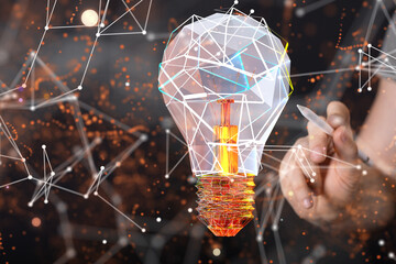 Neural network 3D illustration. Big data and cybersecurity