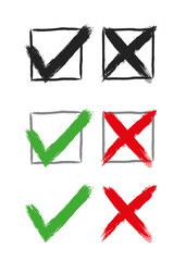 Hand drawn vector illustration of a doodle of a voting concept, the choice between yes or no.
