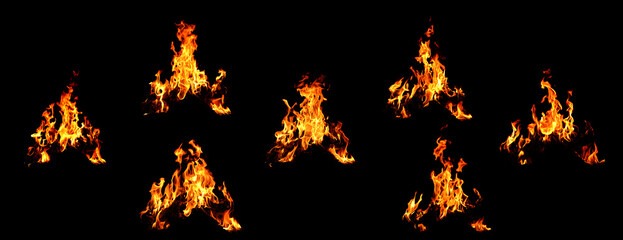 7 beautiful red bonfires, beautiful patterns, ready for your energy flame design.