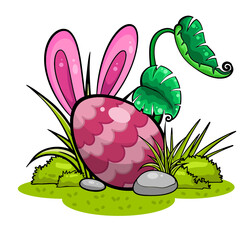 Easter eggs in the grass.  It's a vector image.