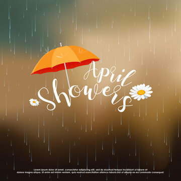 April showers design EPS 10 vector royalty free stock illustration Perfect for ads, poster, flier, signage, promotion, greeting card, blog, social media. Spring rain growth, renewal