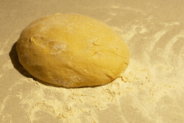 Ready dough for baking bread in the village