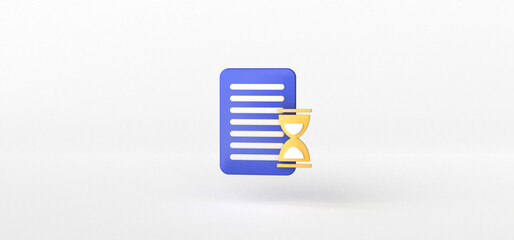 Folder, Document and Hourglass isolate on White background, 3d rendering.