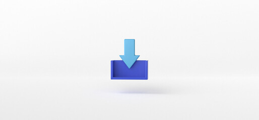 Arrow down isolate on White background, Download Upload, 3d rendering.