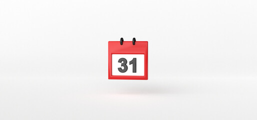 Calendar isolate on White background, Reminder, Holiday, 3d rendering.