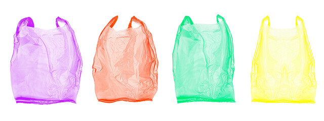 collection of plastic bags isolated on white background