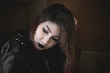 Asian woman sad from love,She worry because stress from boyfriend,Heartbreak woman concept