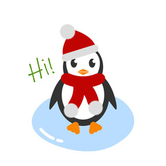 Penguin. Colorful cartoon character design. Vector creative flat illustration.