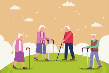 old persons in landscape