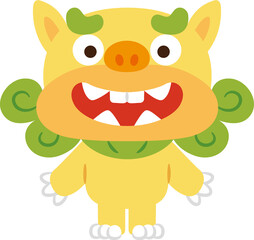 立っている沖縄のシーサー