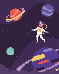 astronaut and planets space