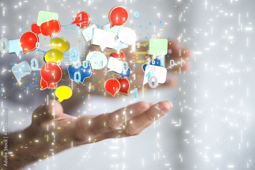 Poster express envelope and parcel abstract technology background. business quantum internet network commun