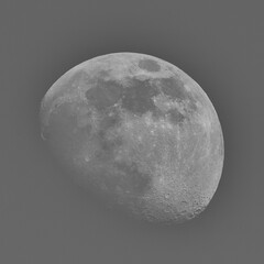 The waning moon in the early morning in march