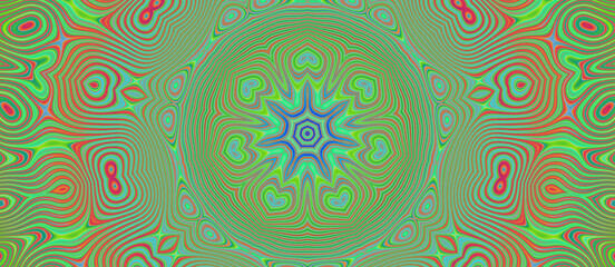 Mandala texture and abstract colorful background with circles, seamless color pattern with waves and water drops on glass